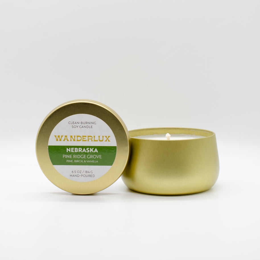 Wanderlux Nebraska Pine Ridge Grove 6.5 Ounce Soy Candle