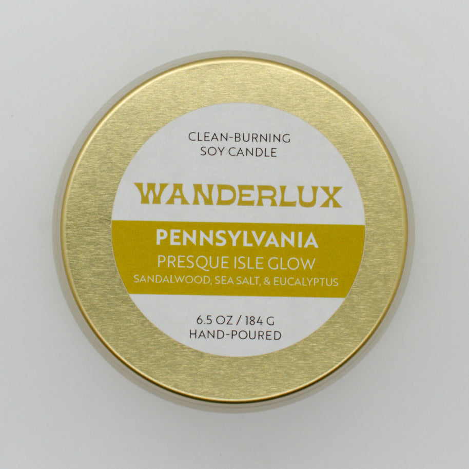 Wanderlux Pennsylvania Presque Isle Glow 6.5 Ounce Soy Candle