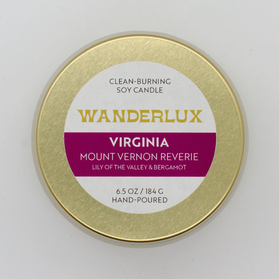 Wanderlux Virginia Mount Vernon Reverie 6.5 Ounce Soy Candle