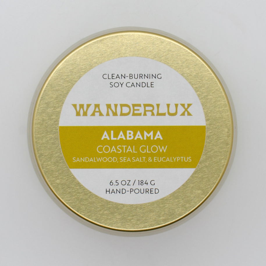 Wanderlux Alabama Coastal Glow 6.5 Ounce Soy Candle