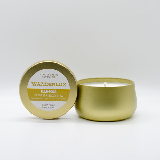 Wanderlux Illinois Harvest Fields Glow 6.5 Ounce Soy Candle