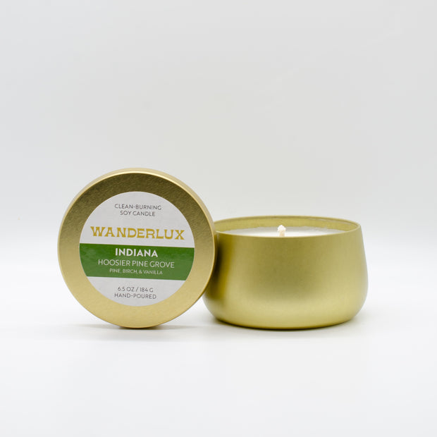 Wanderlux Indiana Hoosier Pine Grove 6.5 Ounce Soy Candle
