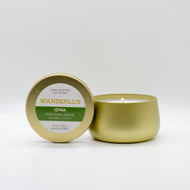 Wanderlux Iowa Pikes Peak Grove 6.5 Ounce Soy Candle