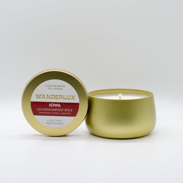 Wanderlux Iowa Golden Harvest Spice 6.5 Ounce Soy Candle