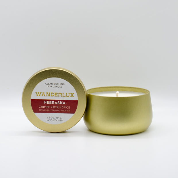 Wanderlux Nebraska Chimney Rock Spice 6.5 Ounce Soy Candle