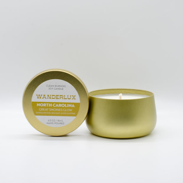 Wanderlux North Carolina Great Smokies Glow 6.5 Ounce Soy Candle