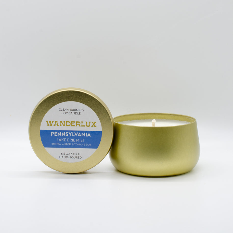 Wanderlux Pennsylvania Lake Erie Mist 6.5 Ounce Soy Candle