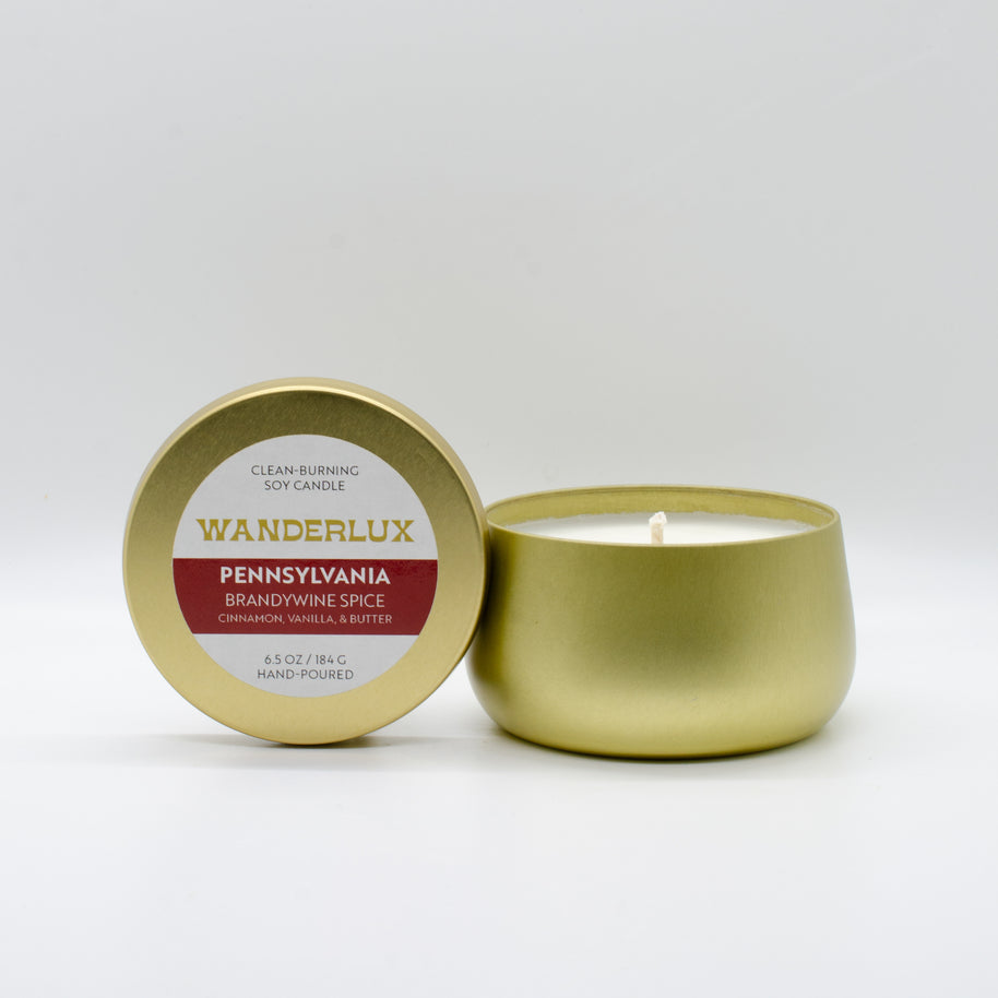 Wanderlux Pennsylvania Brandywine Spice 6.5 Ounce Soy Candle