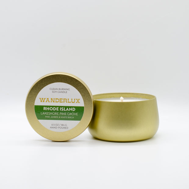 Wanderlux Rhode Island Lakeshore Pine Grove 6.5 Ounce Soy Candle