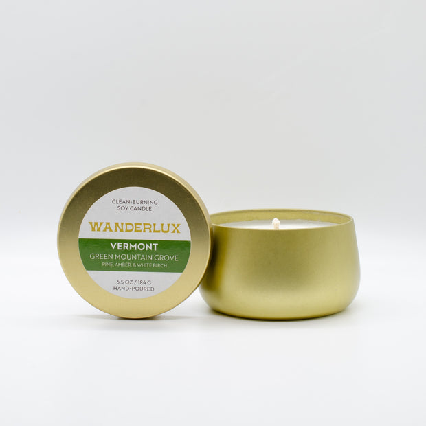 Wanderlux Vermont Green Mountain Grove 6.5 Ounce Soy Candle