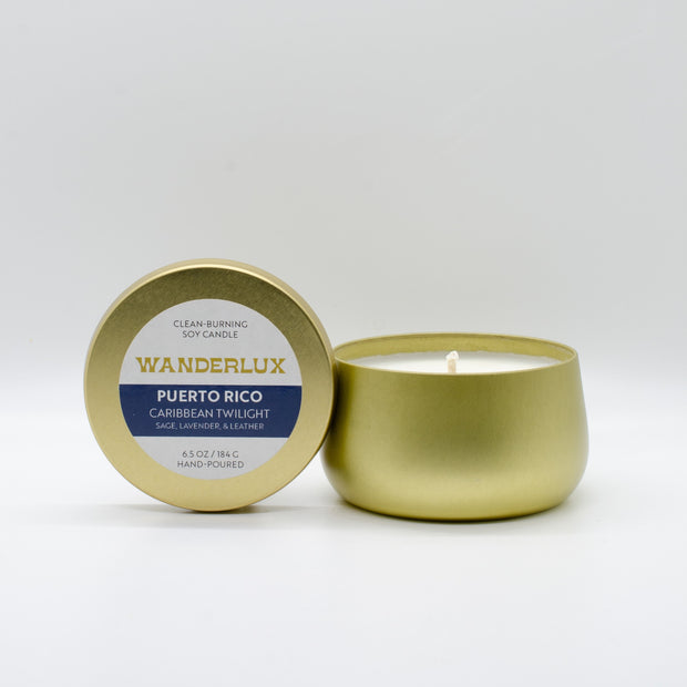 Wanderlux Puerto Rico Caribbean Twilight 6.5 Ounce Soy Candle